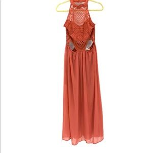 MIND CODE Crochet Mauve Color Maxi DRESS Size L